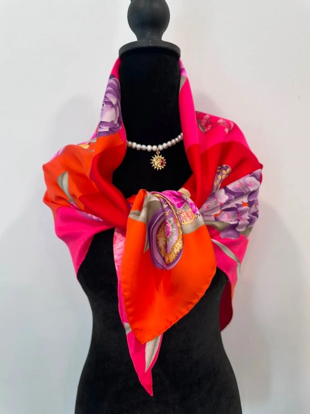 Leonard Silk Scarf Red Floral Made in Italy